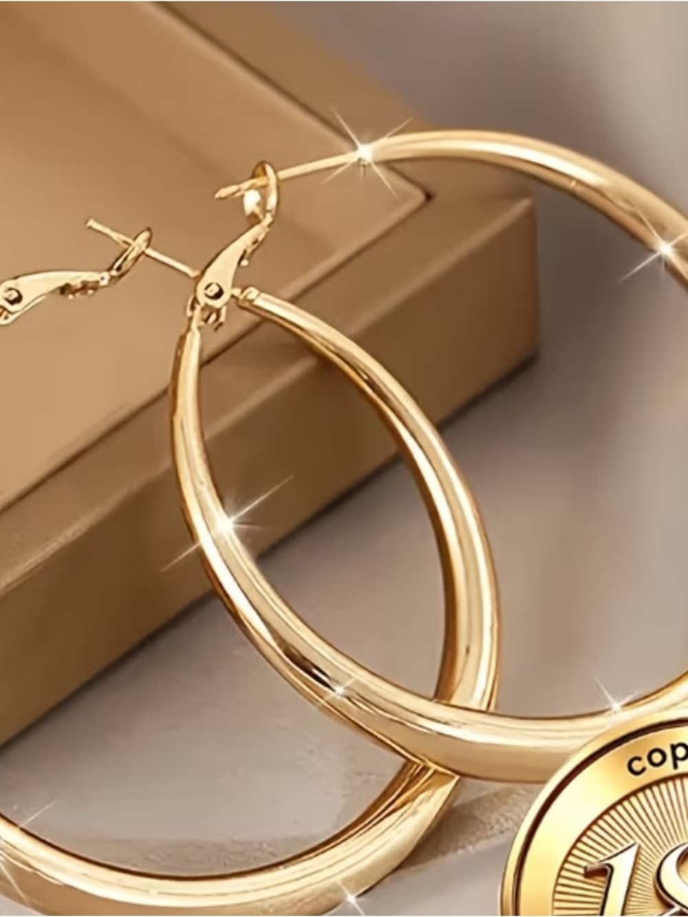 Polished Gold Clip-Back Hoop Earrings for Women